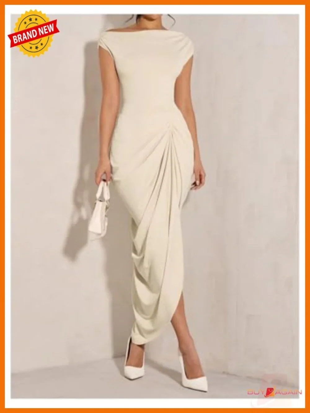 Floerns Women's Off Shoulder Ruched Bodycon Slit Long Cocktail Party Dress